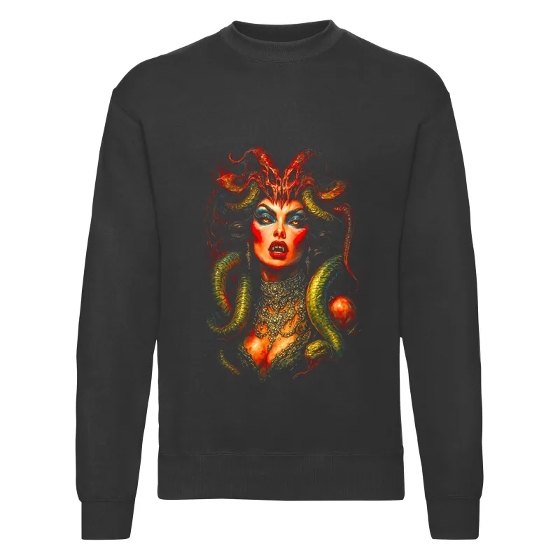 haln0138_czarny Bluza bez kaptura Halloween – Upiorna medusa - obrazek 1