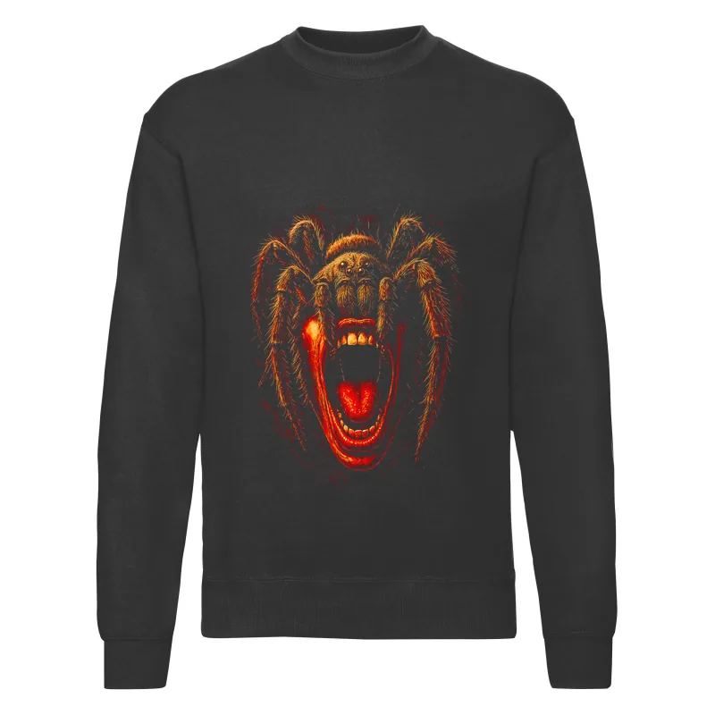 haln0143_czarny Bluza bez kaptura Halloween – Usta pajak - obrazek 1