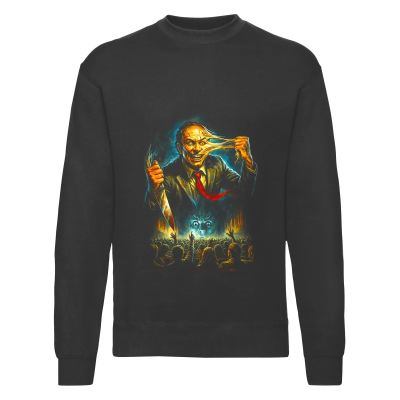 haln0144_czarny Bluza bez kaptura Halloween – Wyrywac twarz - obrazek 1