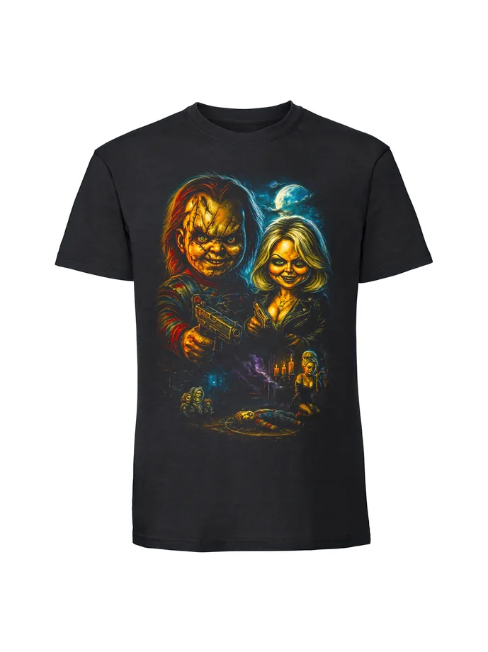 halt0003_czarny Koszulka Halloween z nadrukiem – Chuckyv4 - obrazek 1