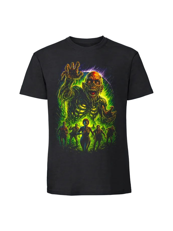 halt0060_czarny Koszulka Halloween z nadrukiem – Czaszka zombie - obrazek 1