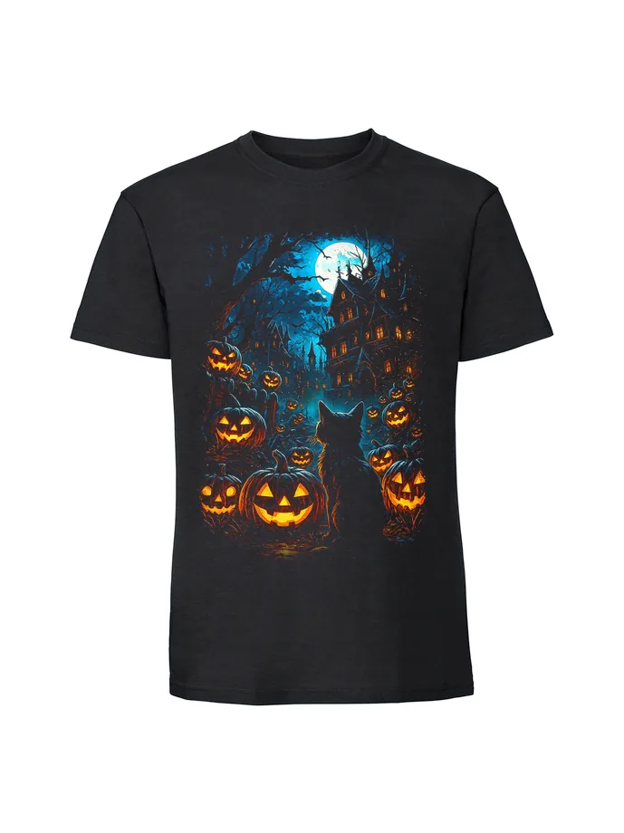 halt0065_czarny Koszulka Halloween z nadrukiem – Dynie - obrazek 1