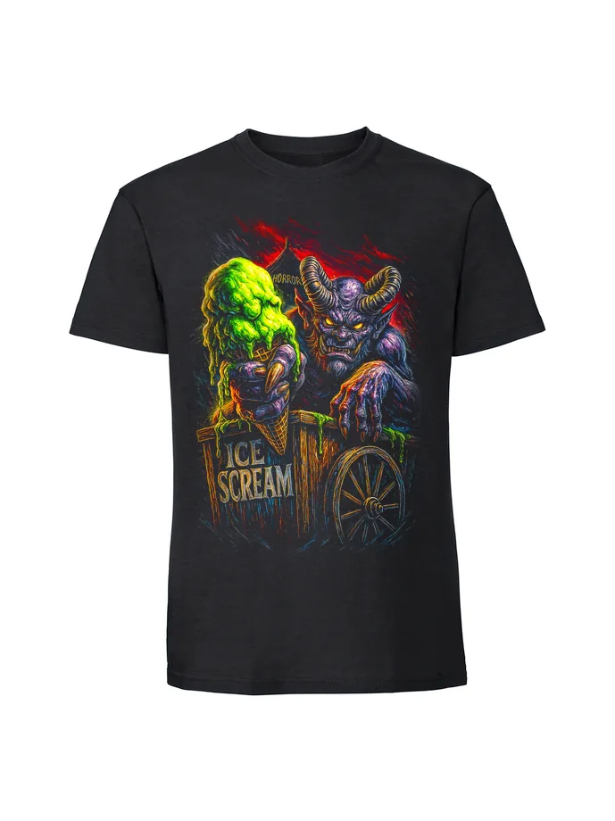 halt0069_czarny Koszulka Halloween z nadrukiem – Ice cream - obrazek 1